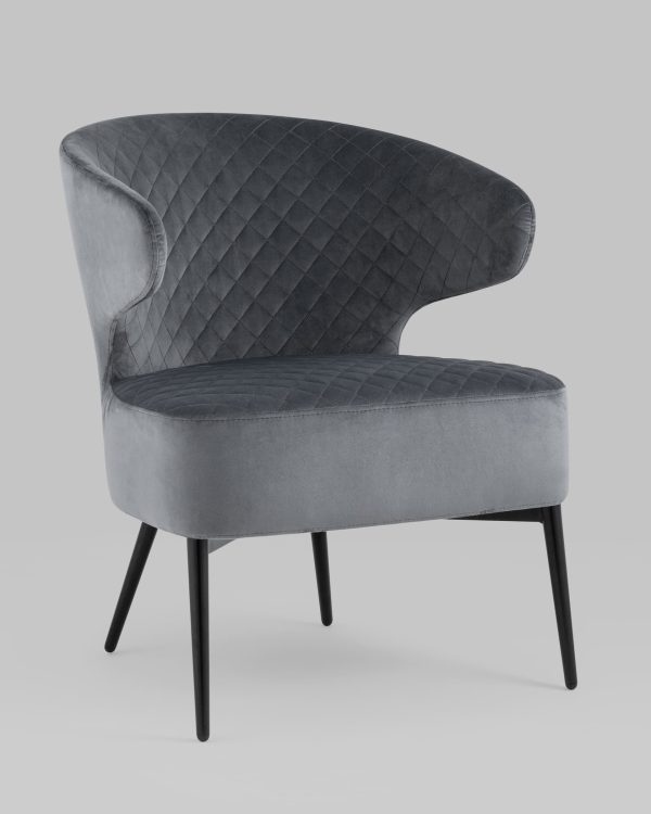 Кресло лаунж Royal велюр тёмно-серый — изображение 2