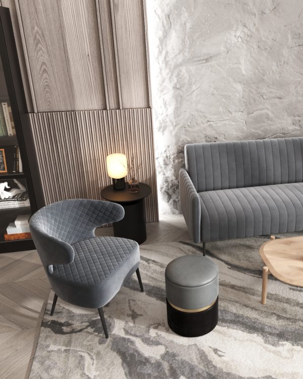 Кресло лаунж Royal велюр тёмно-серый — изображение 3