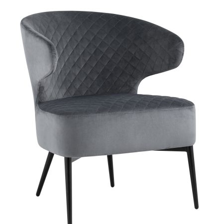 Кресло лаунж Royal велюр тёмно-серый