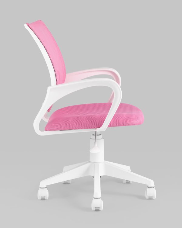 Кресло офисное TopChairs ST-BASIC-W розовый крестовина пластик белый — изображение 3