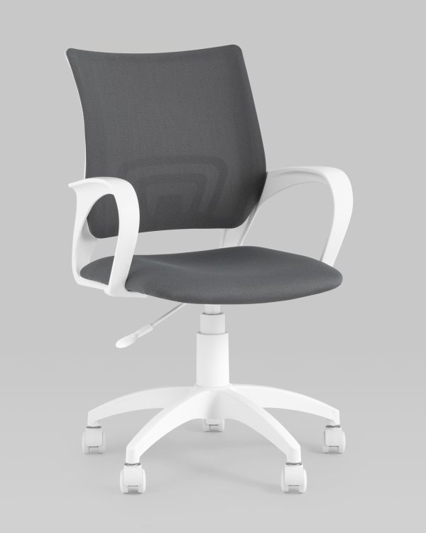 Кресло офисное Topchairs ST-BASIC-W серая ткань крестовина белый пластик — изображение 2
