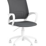 Кресло офисное Topchairs ST-BASIC-W серая ткань крестовина белый пластик