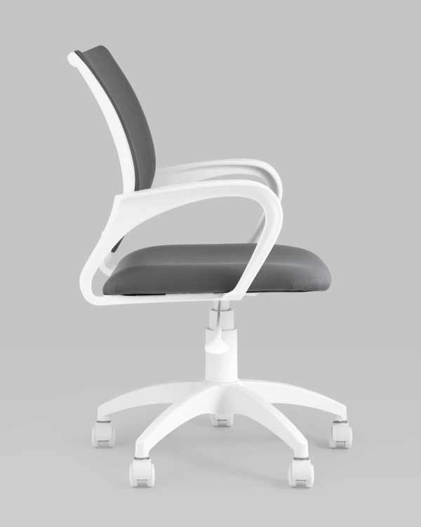 Кресло офисное Topchairs ST-BASIC-W серая ткань крестовина белый пластик — изображение 3
