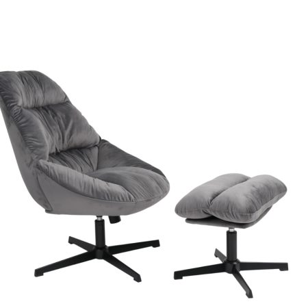 Кресло Оррелл серый с оттоманкой
