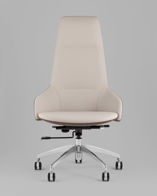 Кресло руководителя TopChairs Soulo светло-серый, коричневый — изображение 3