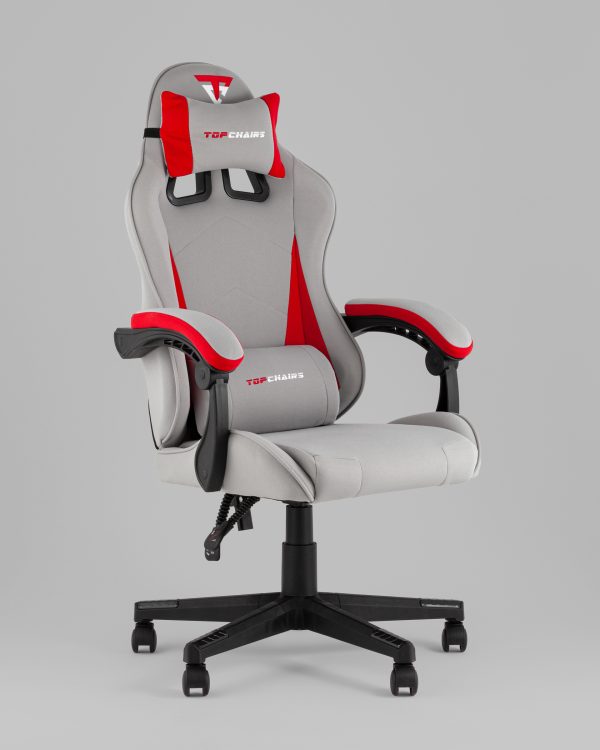 Кресло спортивное TopChairs Phantom ткань серо-красный — изображение 2