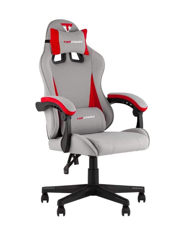 Кресло спортивное TopChairs Phantom ткань серо-красный