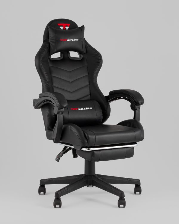 Кресло спортивное TopChairs Prophet с оттоманкой черный — изображение 2