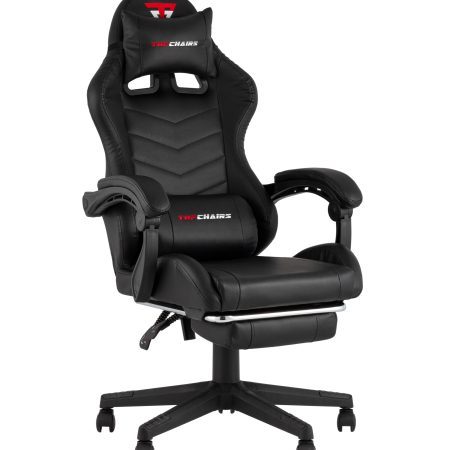 Кресло спортивное TopChairs Prophet с оттоманкой черный