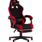 Кресло спортивное TopChairs Prophet с оттоманкой ткань черно-красный