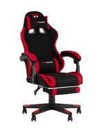 Кресло спортивное TopChairs Prophet с оттоманкой ткань черно-красный