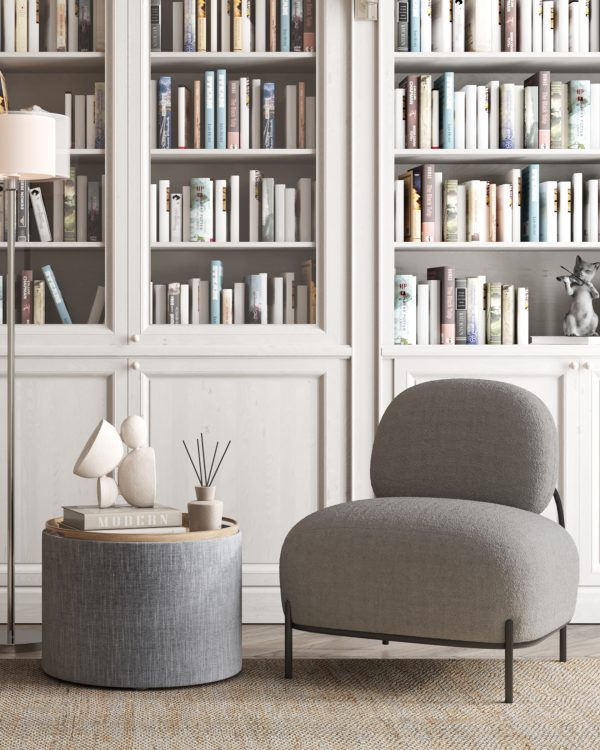 kreslo-stoun-tkan-bukle-seryj-2 Кресло Стоун ткань букле серый — изображение 3