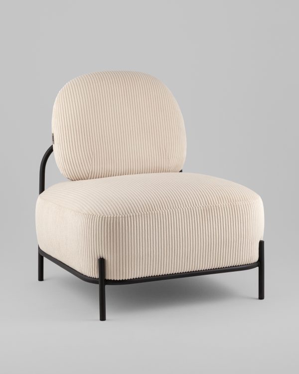 Кресло Стоун велюр рельефный молочный — изображение 2