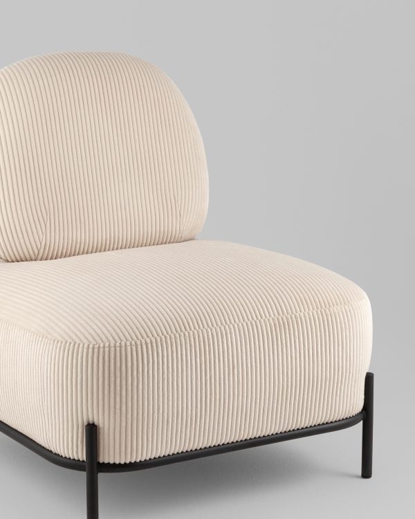 Кресло Стоун велюр рельефный молочный — изображение 3