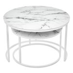 Набор кофейных столиков Tango белый мрамор с белыми ножками — изображение 3
