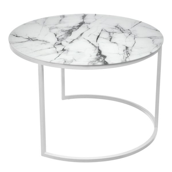 Набор кофейных столиков Tango белый мрамор с белыми ножками — изображение 4