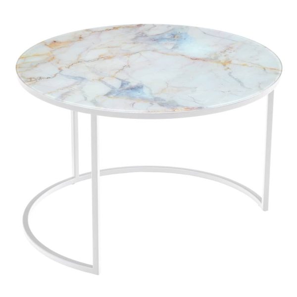 Набор кофейных столиков Tango бежевый мрамор с белыми ножками, 2шт RF 0352 — изображение 4