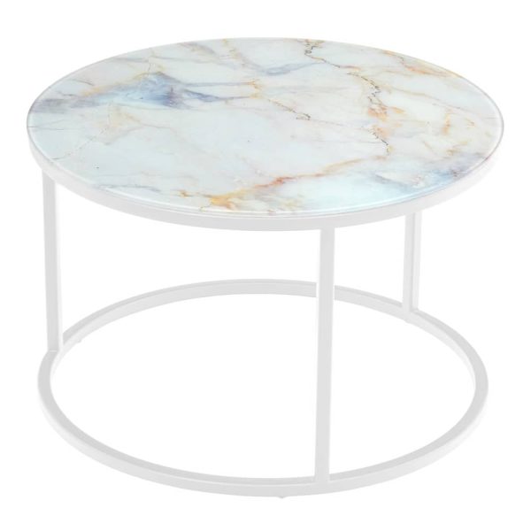 Набор кофейных столиков Tango бежевый мрамор с белыми ножками, 2шт RF 0352 — изображение 5
