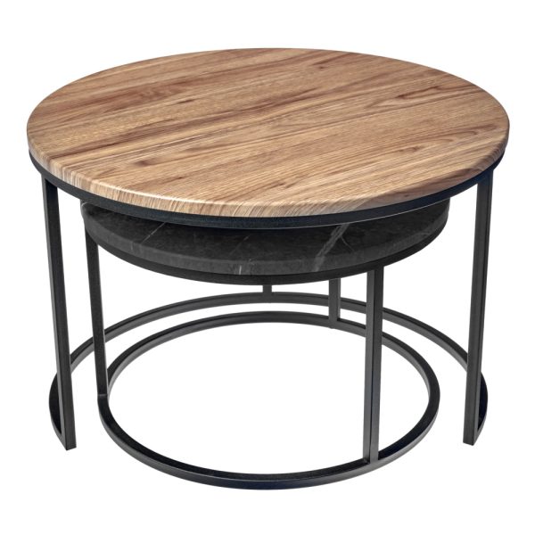 Набор кофейных столиков Tango орех и серый мрамор с чёрными ножками, 2шт — изображение 3