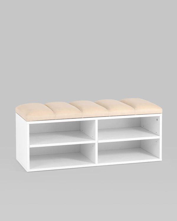 Обувница Хольст 2 белая велюр бежевый — изображение 2