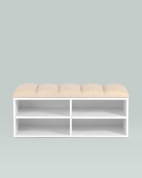 Обувница Хольст 2 белая велюр бежевый — изображение 3