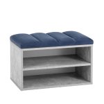 Обувница Хольст серая велюр синий