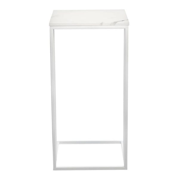 Придиванный столик Loft 35x35см, белый мрамор с белыми ножками — изображение 4