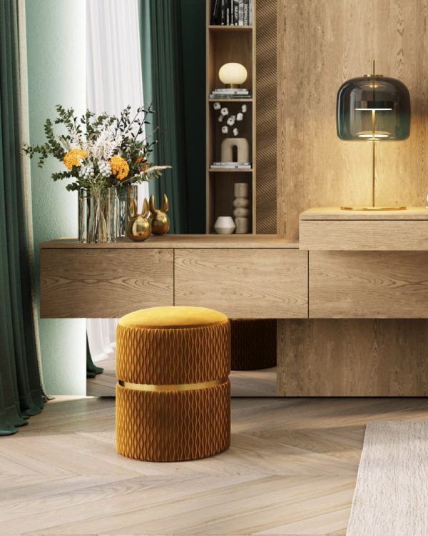 Пуф Джесси с ящиком велюр горчичный — изображение 3