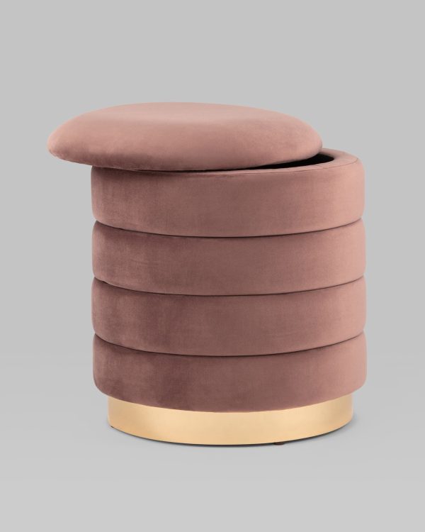 Пуф Франсис с ящиком велюр пыльно-розовый — изображение 3