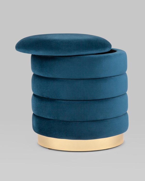 Пуф Франсис с ящиком велюр синий — изображение 3