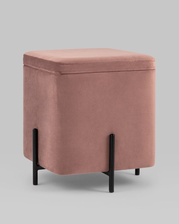 Пуф Грейс квадрат с ящиком велюр пыльно-розовый — изображение 2