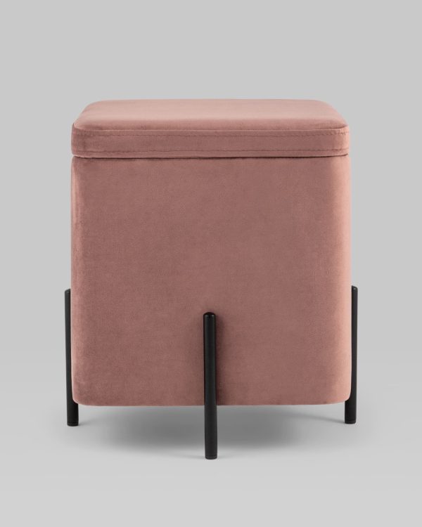 Пуф Грейс квадрат с ящиком велюр пыльно-розовый — изображение 3