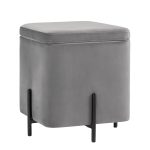 Пуф Грейс квадрат с ящиком велюр серый