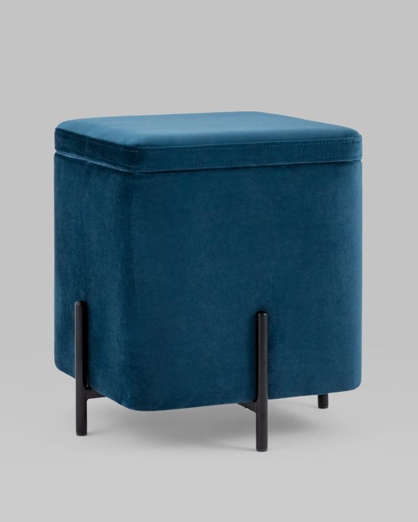 Пуф Грейс квадрат с ящиком велюр синий — изображение 2