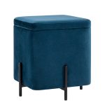 Пуф Грейс квадрат с ящиком велюр синий