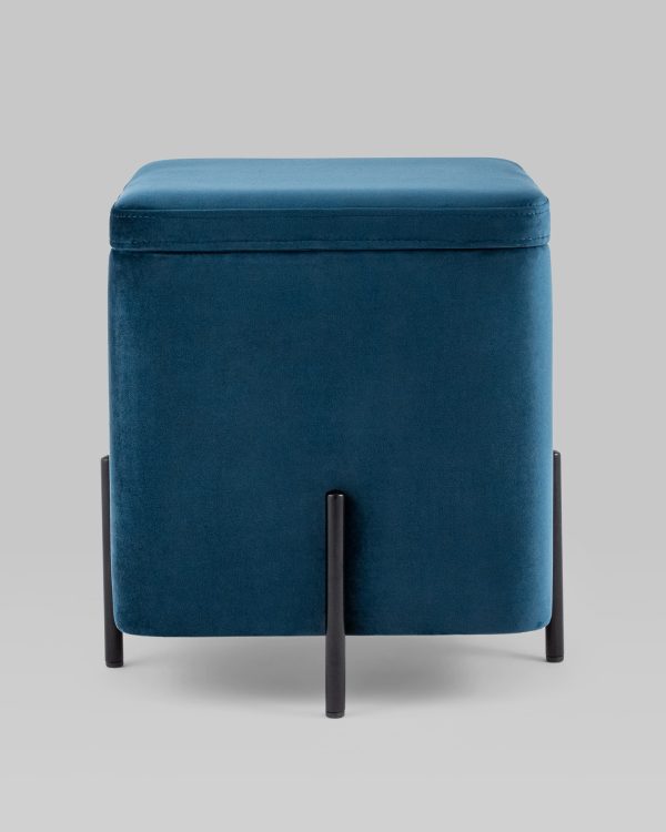 Пуф Грейс квадрат с ящиком велюр синий — изображение 3
