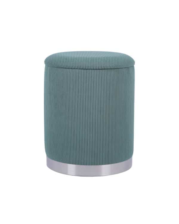 Пуф Эмили с ящиком серебро вельвет зелёный