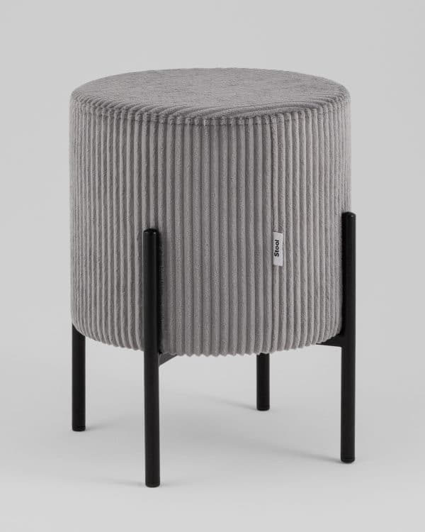 Пуф Кейси велюр рельефный светло-серый — изображение 2