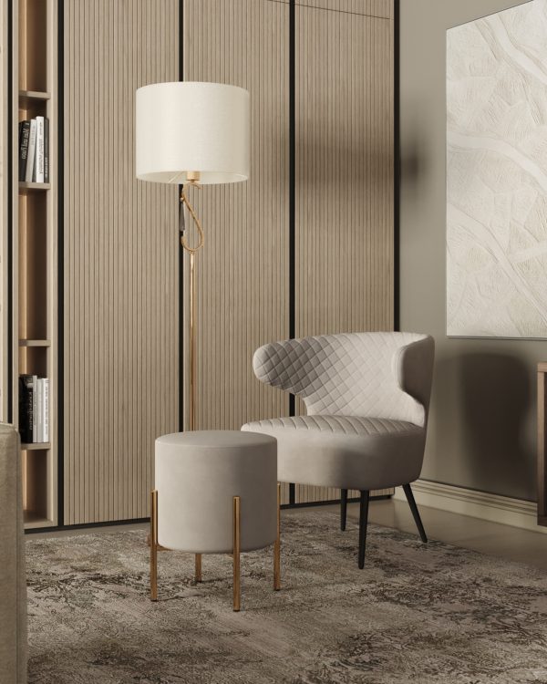 Пуф Кейси велюр серо-бежевый — изображение 3