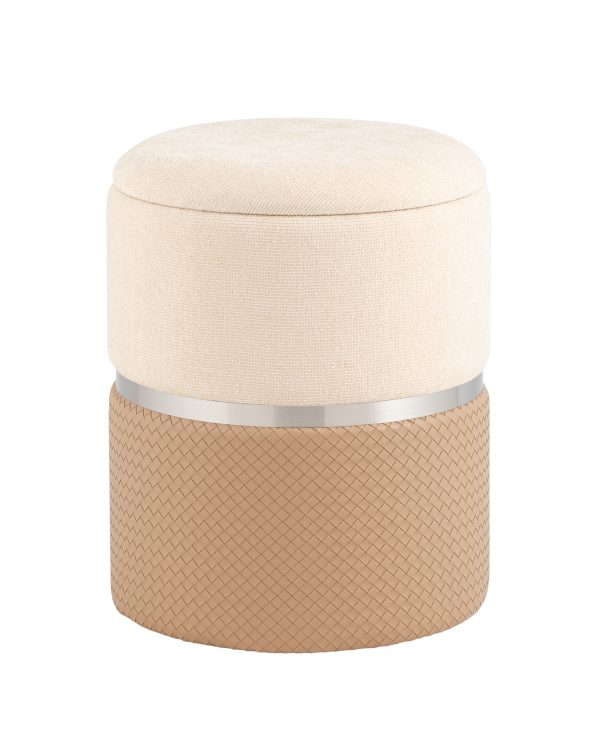 Пуф Кэрри с ящиком серебро шенилл бежевый — изображение 2