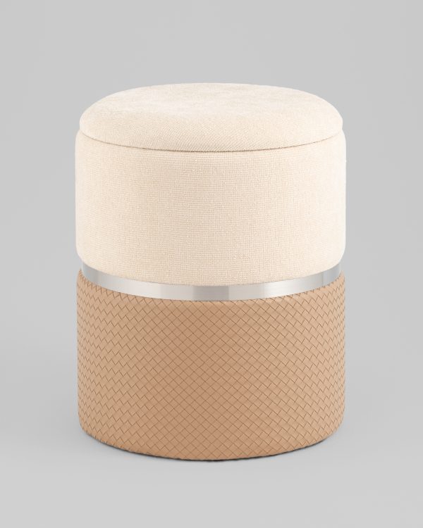 Пуф Кэрри с ящиком серебро шенилл бежевый — изображение 3