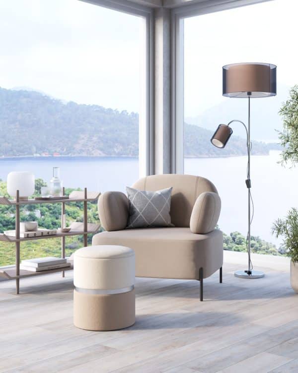 Пуф Кэрри с ящиком серебро шенилл серо-бежевый — изображение 3