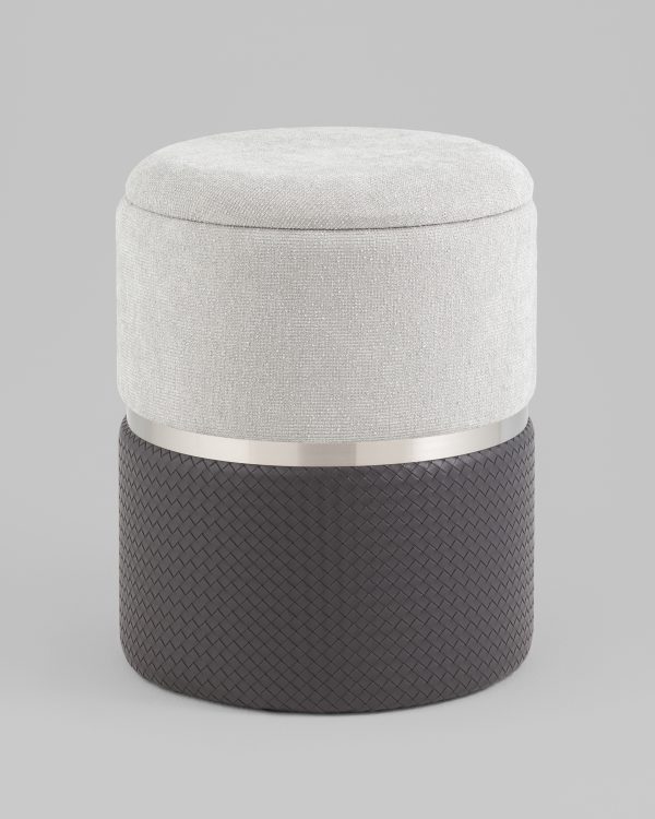 Пуф Кэрри с ящиком серебро шенилл серо-черный — изображение 2