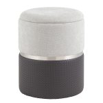 Пуф Кэрри с ящиком серебро шенилл серо-черный