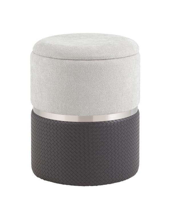 Пуф Кэрри с ящиком серебро шенилл серо-черный