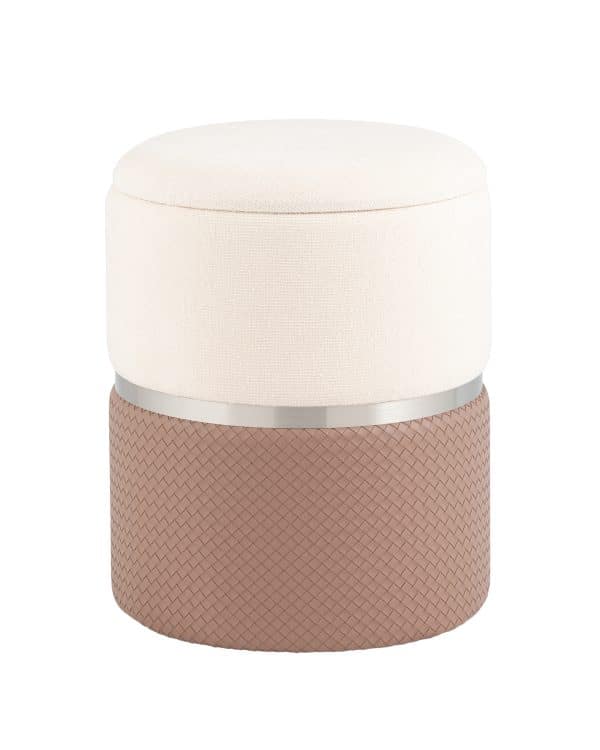 Пуф Кэрри с ящиком серебро шенилл светло-коричневый