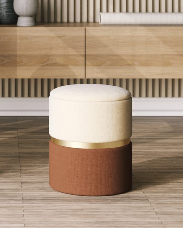 Пуф Кэрри с ящиком шенилл коричневый — изображение 3