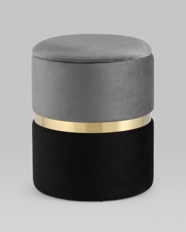 Пуф Кэрри с ящиком велюр серо-черный — изображение 2