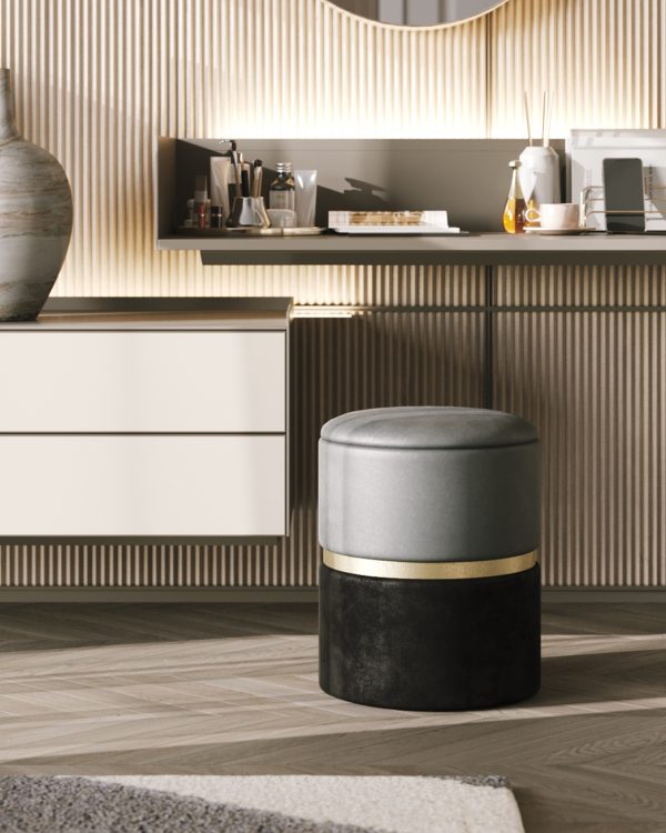 Пуф Кэрри с ящиком велюр серо-черный — изображение 3