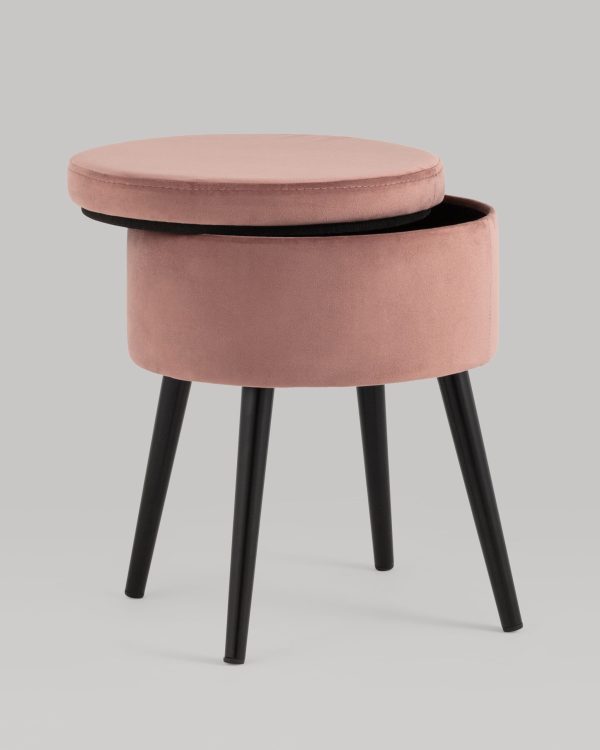 Пуф Клайс с ящиком велюр пыльно-розовый — изображение 3
